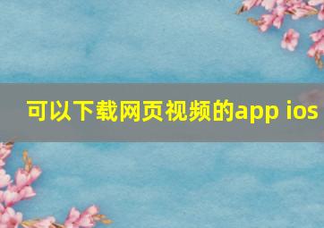 可以下载网页视频的app ios